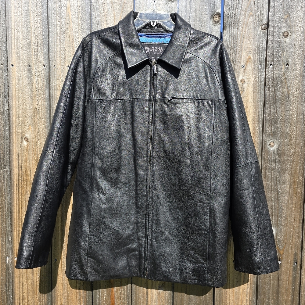 Wilsons Pele Studio Leather Jacket Mens Medium Black 3M Thinsulate Zip Pockets